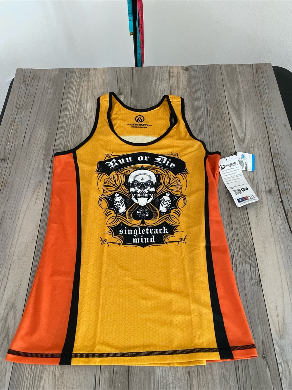 INKnBURN Dry I.C.E. Women's Singlet Tank Top Run Or Die Made In USA Medium NWT
